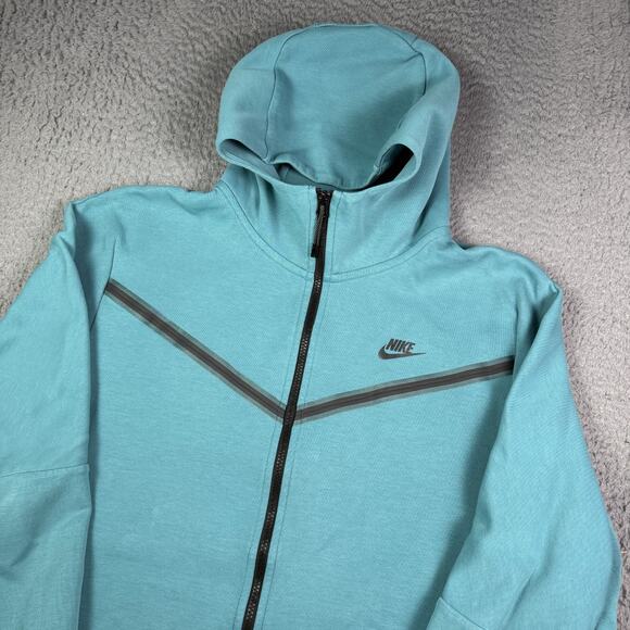 Nike Sportswear Tech Fleece Hoodie Mens XL Mineral Teal Blue Full Zip CU4489-381 - Picture 1 of 14